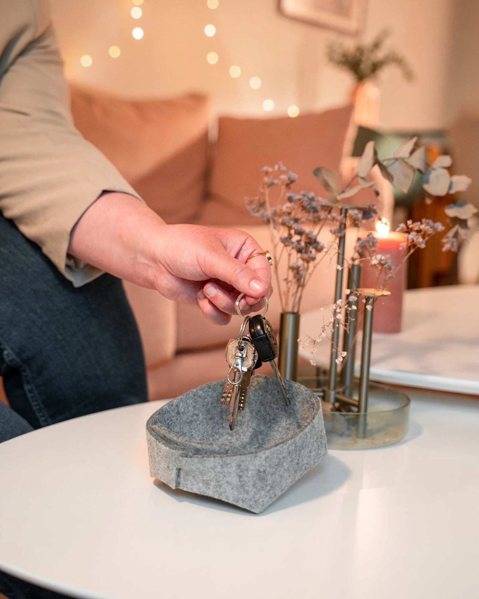 Opbergmandje gerecycled vilt Biru om te personaliseren